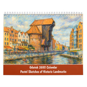 Gdańsk Pastel Schetsen van Historische Monumenten Kalender