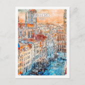 Gdansk Polen Beroemde reis Waterverf schets Briefkaart (Voorkant)