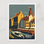 Gdansk Polen Kunst vintage reisillustratie Briefkaart (Voorkant)