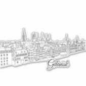 Gdansk, Polen reisillustratie Sticker (Voorkant)