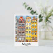 Gdansk Polen Reizen Waterverf Hand getekend Briefkaart (Staand voorkant)