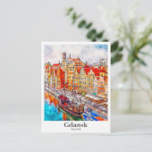 Gdansk Polen Reizen Waterverf Hand getekend Briefkaart (Staand voorkant)