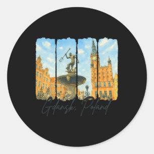 Gdansk Polen Reizende Penseelstreek Gdansk Souveni Ronde Sticker
