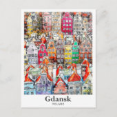 Gdansk Polen Travel Waterverf Sketch Hand getekend Briefkaart (Voorkant)