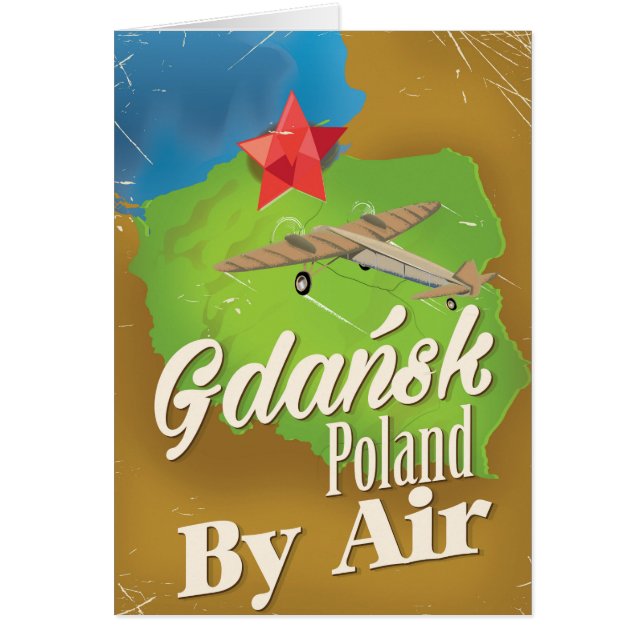 Gdańsk Polen vintage vluchtposter (Voorkant)