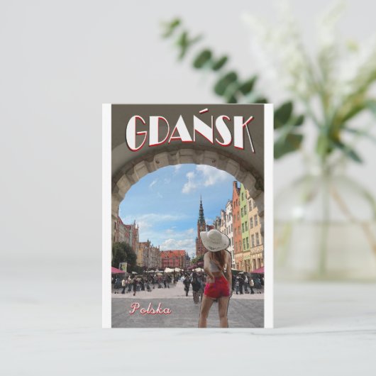 Gdansk Vintage Poster Briefkaart (Staand voorkant)