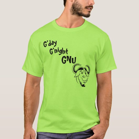 G'day, G'night, GNU T-shirt (Voorkant)