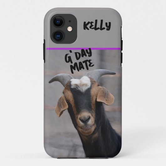 G'day maat glimlachende geit Aanpasbaar Case-Mate iPhone Case (Achterkant)