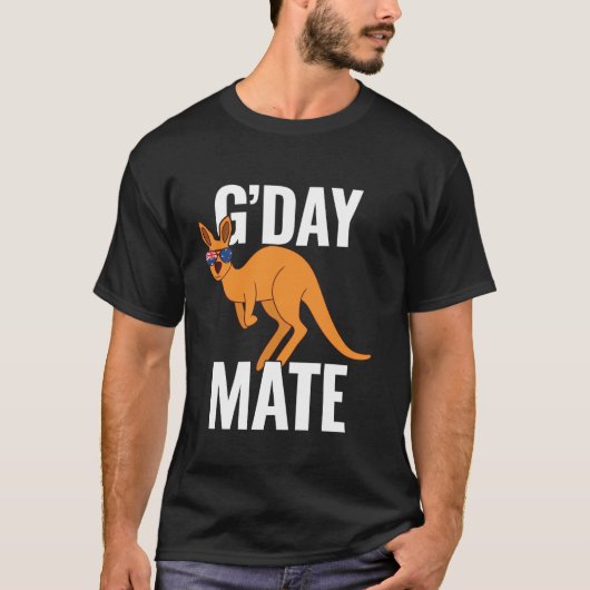 G'Day Mate Funny Kangaroo Australian Flag Straya A T-shirt (Voorkant)