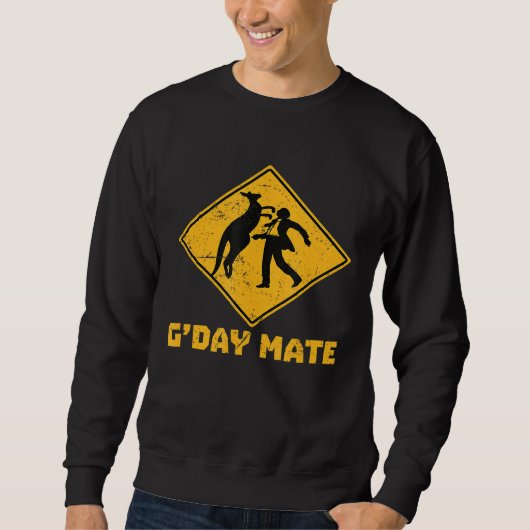Gday Mate Funny Kangaroo Punch Person Sign Trui (Voorkant)