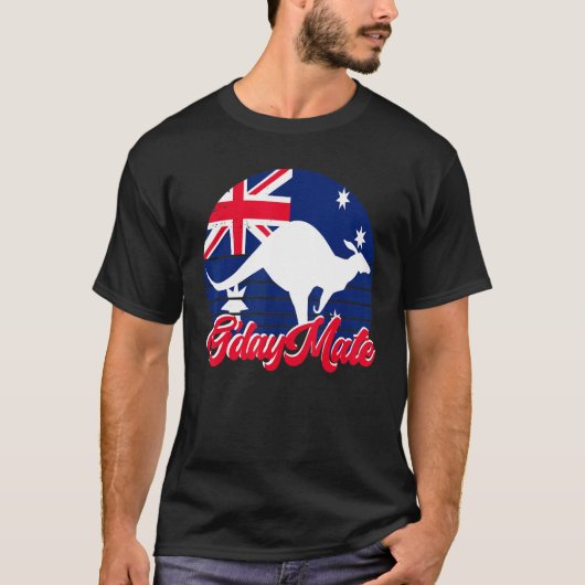 Gday Mate Kangoeroe Aussie Dier Australië Vlag Su T-shirt (Voorkant)