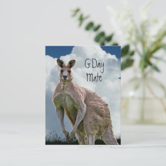 G'Day Mate Kangoeroe Briefkaart (Staand voorkant)
