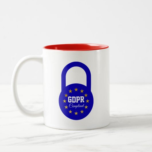 GDPR-conforme algemene gegevensbeschermingsverorde Tweekleurige Koffiemok (Links)