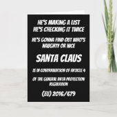 GDPR Santa Claus Naughty of de Lijst van Nice Kers Feestdagen Kaart (Voorkant)