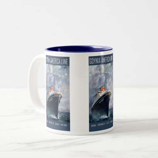 Gdynia America Line Tweekleurige Koffiemok (Voorkant links)