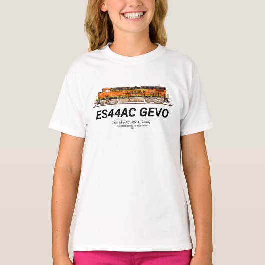 GE ES44AC GEVO Locomotief. BNSF-vrachttrein T-shirt (Voorkant)