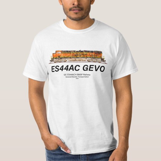 GE ES44AC GEVO Locomotief. BNSF-vrachttrein T-shirt (Voorkant)