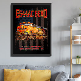 GE ES44AC GEVO-locomotief en Amerikaanse vlag Poster