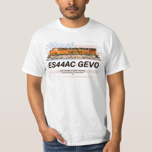 GE ES44AC GEVO Locomotief en Amerikaanse vlag T-shirt (Voorkant)