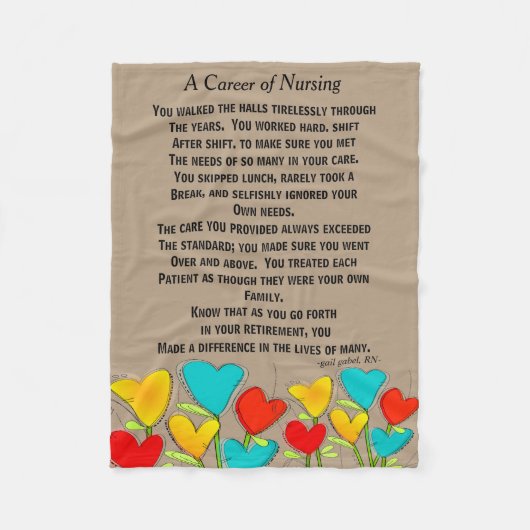 Ge-mail: Nurse Poem Fleece Blanket Brown Deken (Voorkant)