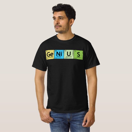 Ge-Ni-U-S Genius- Element Periodiek Tabel Element  T-shirt (Voorkant volledig)
