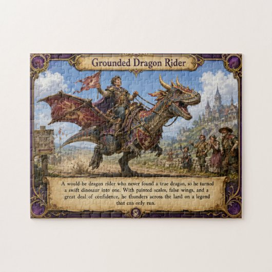 Geaarde Drakenrijder Fantasy Dinosaurus Avontuur Legpuzzel (Horizontaal)