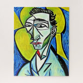 Geabstraheerd Blauw en Geel Man Legpuzzel (Verticaal)