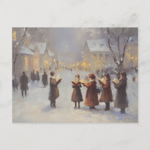 Geabstraheerd schilderij Christmas Carolers Briefkaart