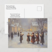 Geabstraheerd schilderij Christmas Carolers Briefkaart (Voorkant / Achterkant)
