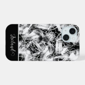 Geabstraheerd zwart-wit iPhone 15 case (Achterkant horizontaal)