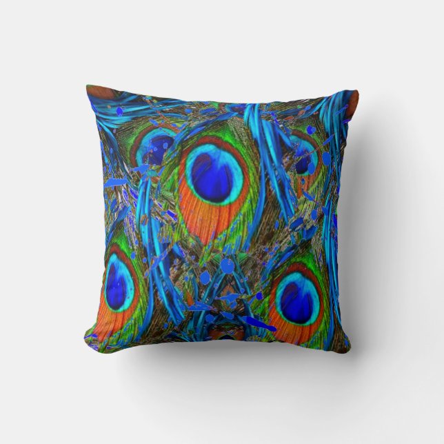 GEABSTRAHEERDE BLAUWE PAUwenVEREN KUNST Kussen (Voorkant)