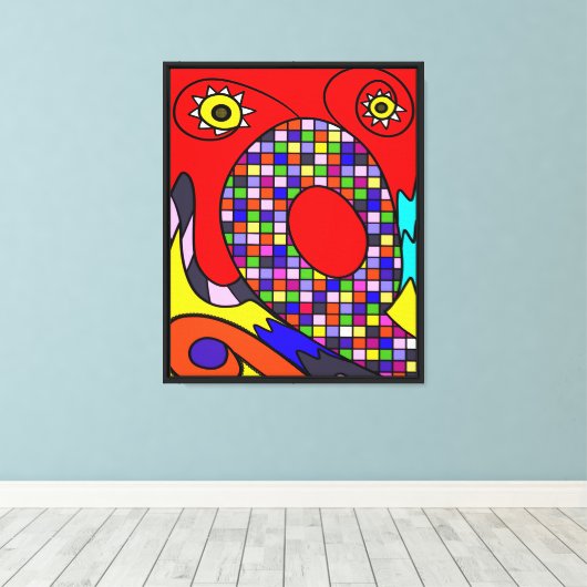 Geabstraheerde canvasprint rood canvas afdruk (Insitu (Houten vloer))