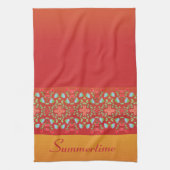 Geaccentueerd met blauwe bloemen en rood theedoek (Verticaal)