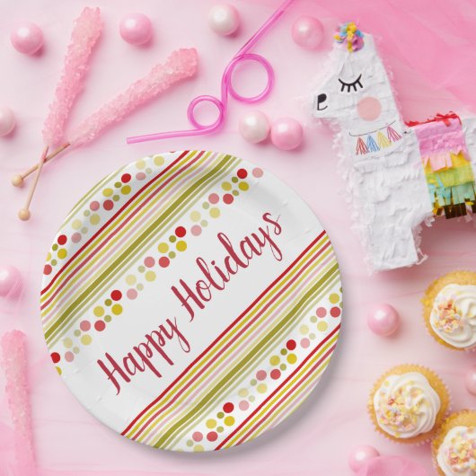 Geaccentueerd met strepen en stippen papieren bordje (Feest)