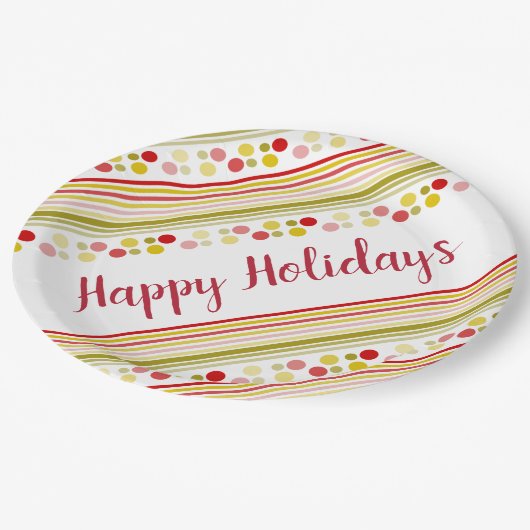 Geaccentueerd met strepen en stippen papieren bordje (Gekanteld)