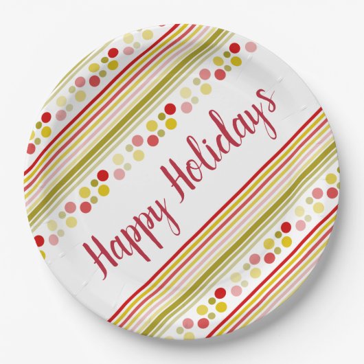 Geaccentueerd met strepen en stippen papieren bordje (Voorkant)