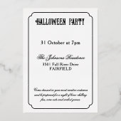 Geaccentueerde Spookachtige Gloed Halloween Zilver Folie Uitnodiging (Achterkant)