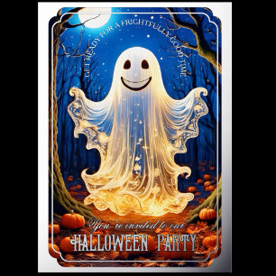 Geaccentueerde Spookachtige Gloed Halloween Zilver Folie Uitnodiging