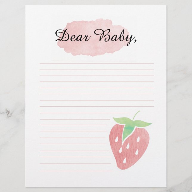 Geachte Baby Berry First Time Capsule Letter Briefhoofd (Voorkant)