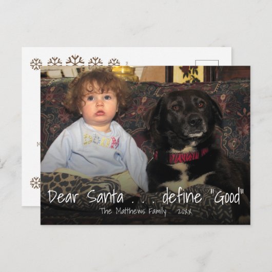 Geachte kerstman | Funny Christmas Fun Uw foto toe Briefkaart (Voorkant / Achterkant)