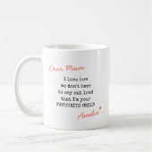 Geachte mum favoriete kinderschrijfmachine-typogra koffiemok (Links)