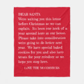 Geachte Santa Letter Red White Familie, speciaal g Fleece Deken (Voorkant)
