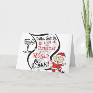Geachte Santa Vegan Wish Feestdagen Kaart