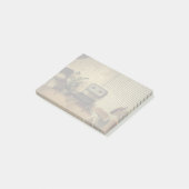 Geachte structuur, een houten stoel, een ijzerstoe post-it® notes (Schuin)