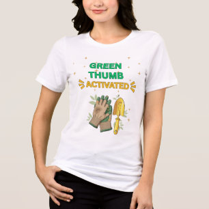 GEACTIVEERDE GROENE VINGER grappige Dames Witte Tu Tri-Blend Shirt