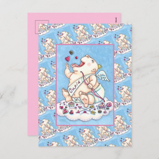 GEADDICEERD OM VAN FUNNY BABY CUPID, CHOCOLATE SNO FEESTDAGENKAART (Voorkant / Achterkant)