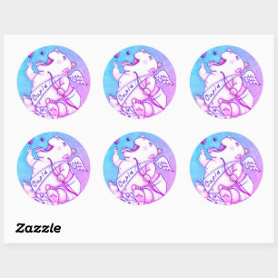 GEADDICEERD OM VAN FUNNY BABY CUPID, CHOCOLATE SNO RONDE STICKER