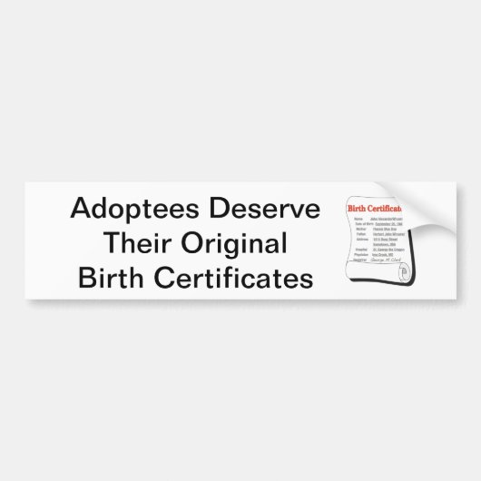 Geadopteerden verdienen OBC's Bumpersticker (Voorkant)