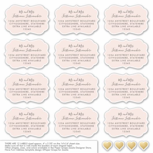 Geadresseerde Gast Mailing Labels Bracket Shape Pi (Voorkant)