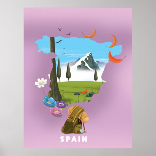 Geadviseerde kaart reisposter Spanje Poster (Voorkant)